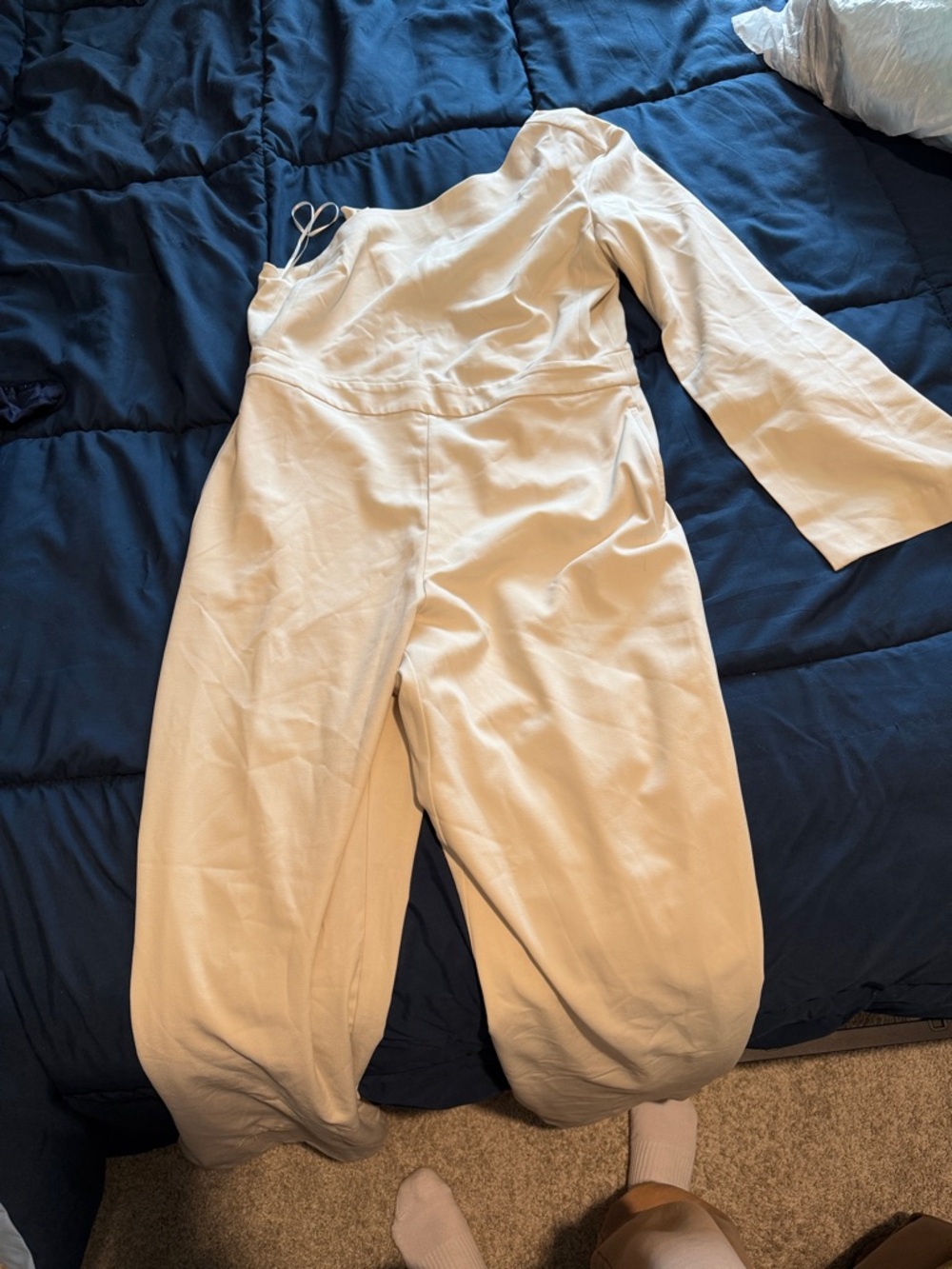 Banana Republic One-Shoulder Cream Jumpsuit